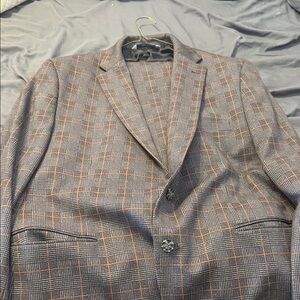 Classic Gray and Orange Checkered suit
